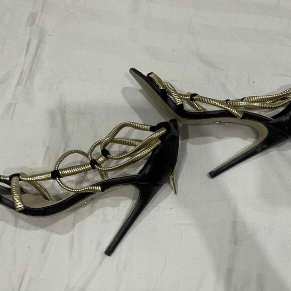 USED Victoria’s Secret Black/Gold High Heel Sandals - Picture 5 of 5